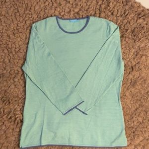 Women’s Crew Neck Seafoam and white Stripped Top
